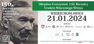 Plakat informujący o oficjalnych obchodach 150. rocznicy urodzin Wincentego Witosa