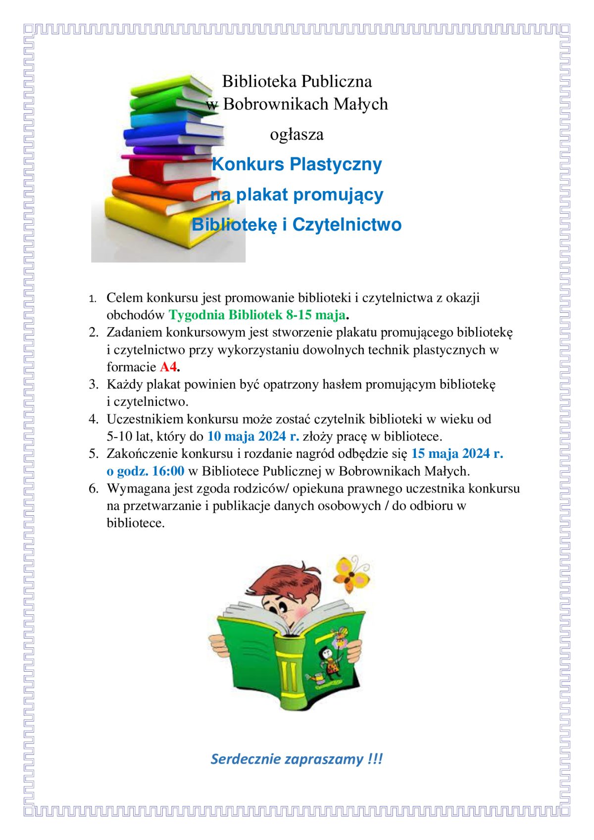 Konkurs z okazji Tygodnia Bibliotek w Filii w Bobrownikach Małych