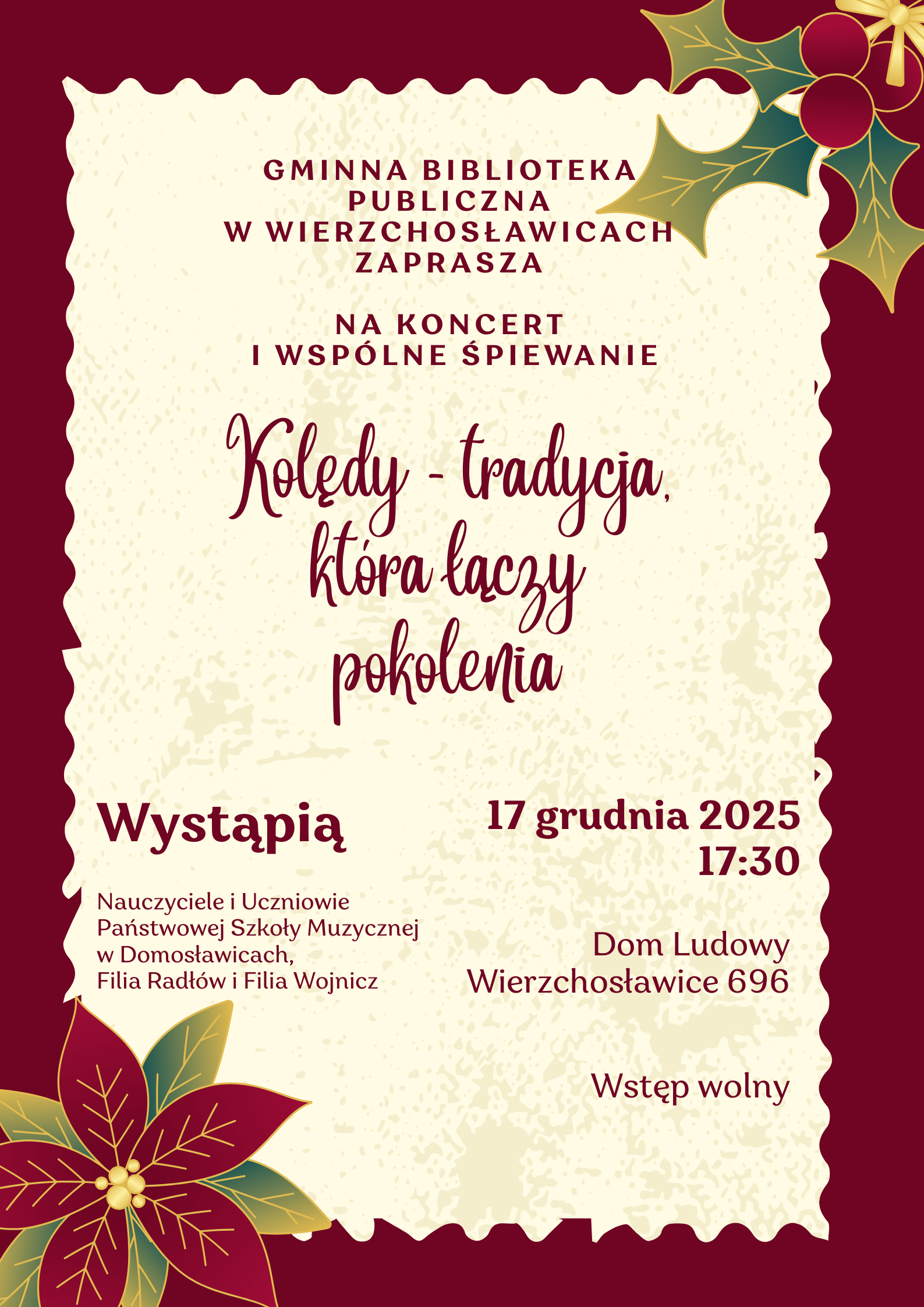 Zaproszenie na koncert kolęd